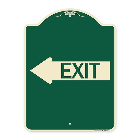 Exit With Left Arrow Heavy-Gauge Aluminum Architectural Sign